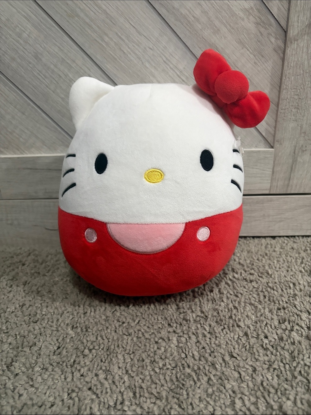 Hello Kitty Red and White Plush Accent Pillow with Bow